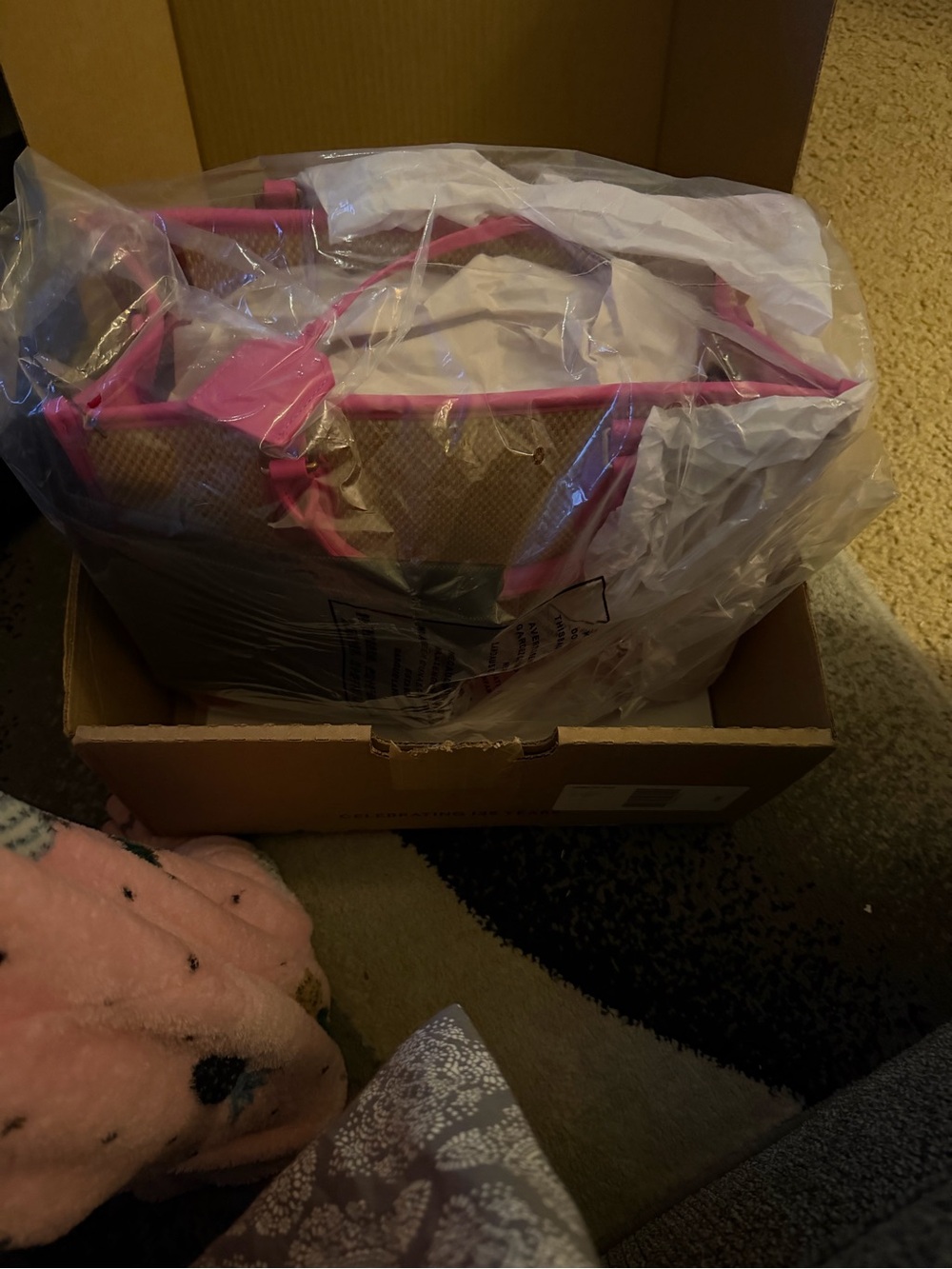 Pink Straw-Trim Tote - Picture 13 of 15